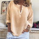 Women's Linen Button-Up Blouse with Chic Design
