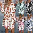 Geometric Print Button-Up Dress for Women