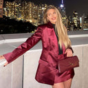 Satin Blazer and Mini Skirt Set for Women