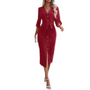 Chic Women's Shirt Dress with Waist Tie & Button Front