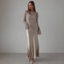 Women's Asymmetrical Mesh Blouse with Sparkling Details