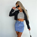 Chic Women's Denim Mini Skirt with Side Pockets