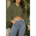 Chic Women's Cropped Blouse with Classic Collar