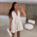 Chic Women's A-Line Dress with Double Button Detail