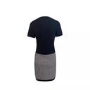 Chic V-Neck Women's Cocktail Dress with Graphic Check Design
