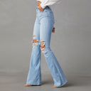 High-Waisted Flared Ripped Jeans for Women