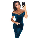 Chic Off-Shoulder Wrap Dress in Plush Fabric
