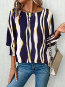 Chic Wave Pattern Women's Blouse