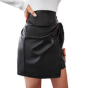 Chic Faux Leather Mini Skirt with Side Knot Design
