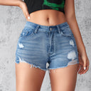 Trendy High-Waist Destroyed Denim Shorts for Women