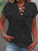 Floral Embroidered Women's V-Neck Blouse