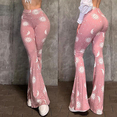 Stylish Women's Bootcut Pants with Celestial Design