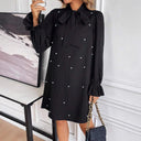 Chic Women's Bow Collar Polka Dot Dress
