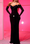 Stunning Off-Shoulder Evening Dress with Decorative Accents