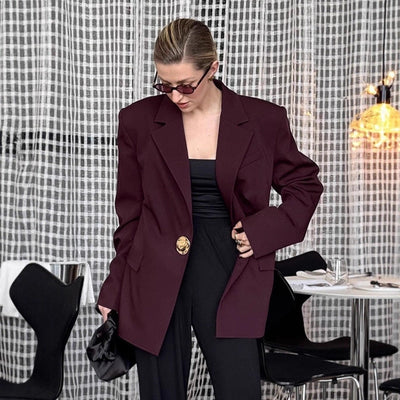 Chic Oversized Blazer Jacket with Unique Button Details