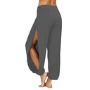 Chic Women's Palazzo Pants with Side Slits and Stretch Waistband