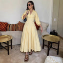 Chic Women's V-Neck Shirt Dress with Wide Sleeves