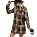 Chic Checkered Mini Dress with High Collar