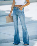 High-Waisted Bootcut Jeans with Frayed Hem for Women