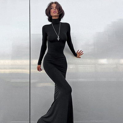 Chic High-Collar Maxi Dress for Women