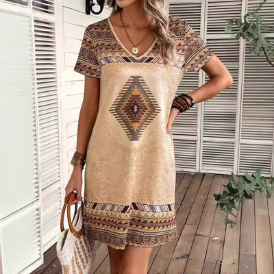 Stylish Ethnic Pattern Women's Tunic Dress