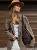 Chic Women's Houndstooth Blazer Jacket