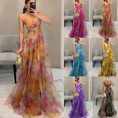 Chic Floral Evening Dress with Flattering Design