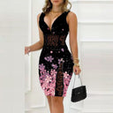 Floral Lace Midi Dress with Deep Neckline