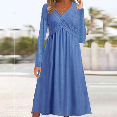Chic Long Sleeve Cross Design Dress