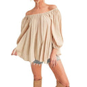 Chic Off-Shoulder Blouse with Billowy Sleeves