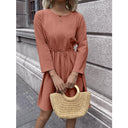 Chic Women's Dress with Adjustable Belt & 3/4 Sleeves