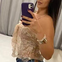 Chic Sequin and Ruffle Blouse for Women