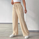 Women’s Checkered Trousers with Elastic Waistband - Trendy Design