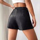 Chic High-Waisted Faux Leather Shorts with Pleated Design