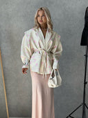 Chic Braided Blazer with Waist Tie for Women