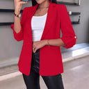 Chic Women's Blazer with Roll-Up Sleeves