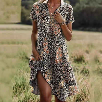 “Fresh Floral Button-Up Dress for Women”
