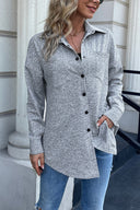 Button-Detail Women's Overshirt Blouse with Functional Pockets