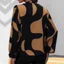 Chic Geometric Pattern V-Neck Blouse for Women