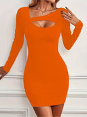 Chic Asymmetrical Neckline Mini Dress for Women