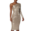 Chic Asymmetrical Midi Dress with Unique Gatherings for Women
