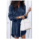 Trendy Women's Denim Shirt Dress with Fringe Detail