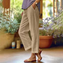 Women's Wide-Leg Linen Trousers with Pockets