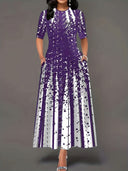 Artistic Splash Print Maxi Dress for Women
