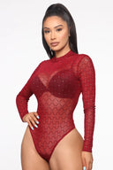 Chic Women's Long-Sleeve Bodysuit with Mesh Detail