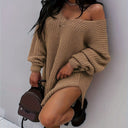 Chic Women's Oversized Knit Dress with Wide Neckline