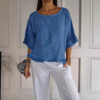 Chic Women's Blouse with Ruffled Hem