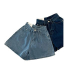 High-Waisted Denim Shorts with Elastic Belt for Women