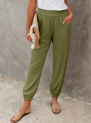 Chic Women's Linen Trousers with Adjustable Waist