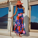 Chic Long Lined Skirt with Trendy Graphics